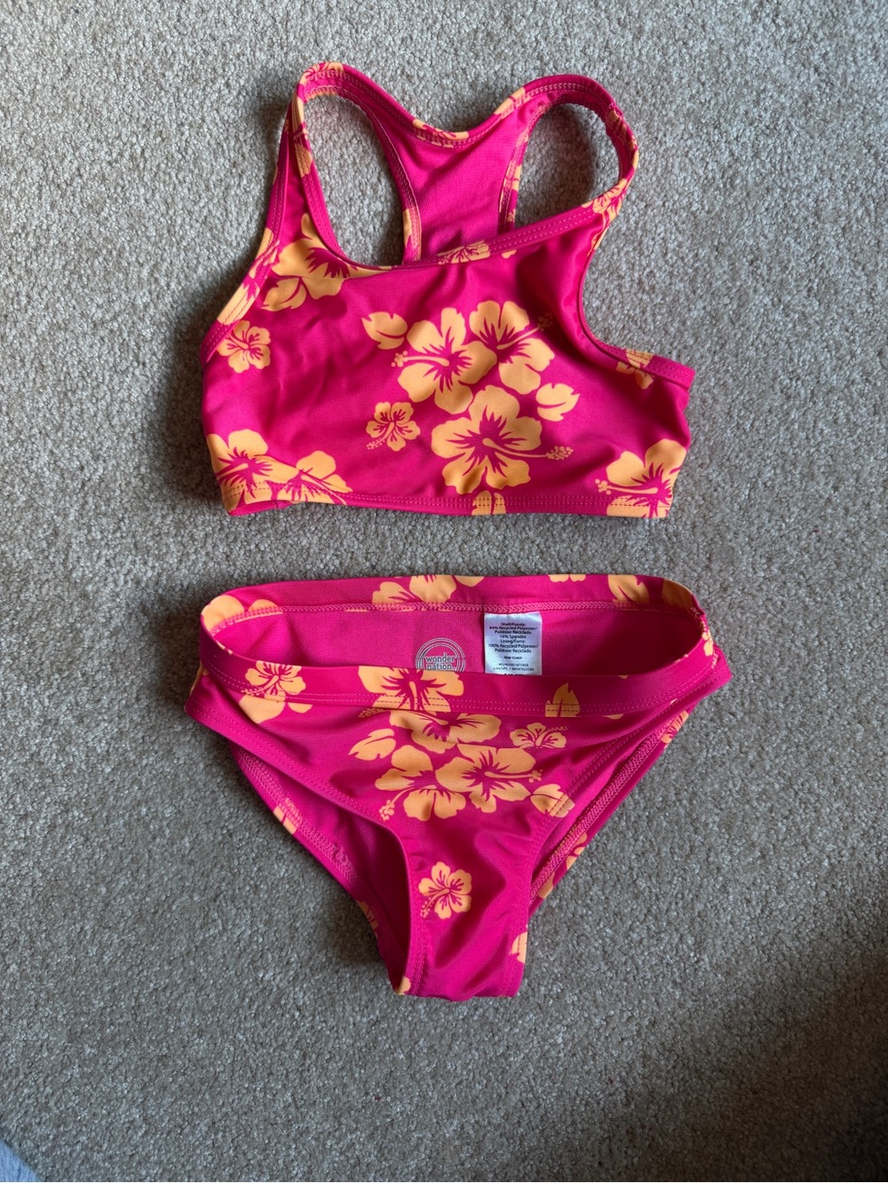 Girls Pink Floral Two-Piece Swim Set